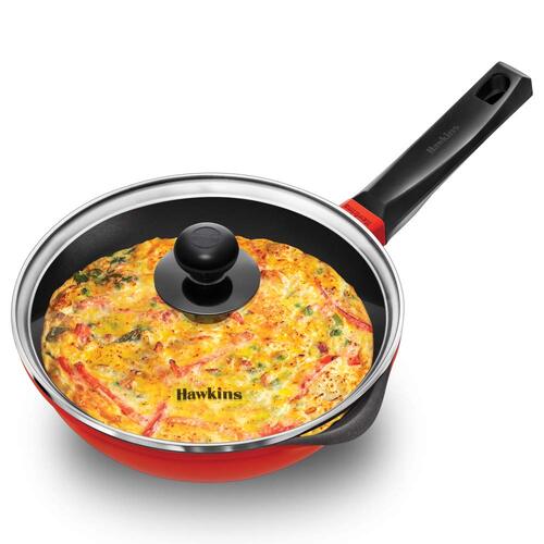 Hawkins NS IC Die Cast Frying Pan With Glass Lid – 22Cm