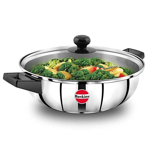 Hawkins SS CNS Frying Pan With Glass Lid – 3Ltr 26cm