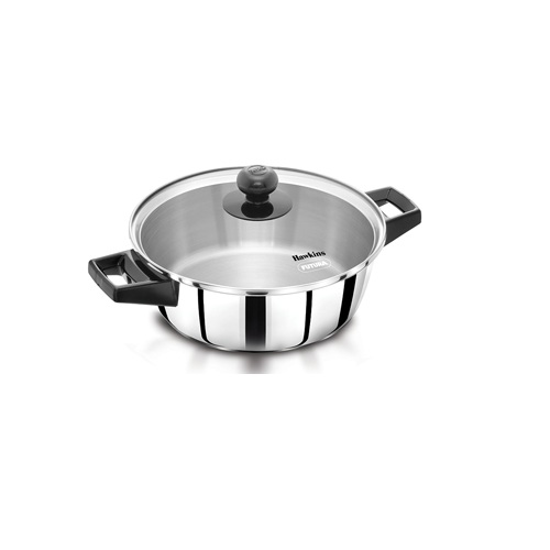 Hawkins Stainless Steel Cook n Serve Casserole 2Ltr With Glass Lid